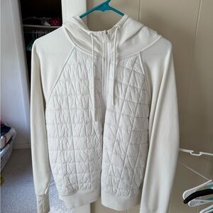 Old Navy Cream Quilted Hooded Sweatshirt